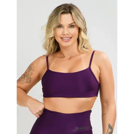 Top Esportivo Savancini Alcinha Beringela Star Uv50+