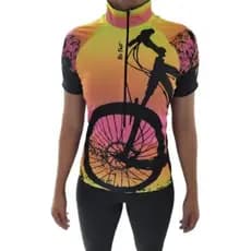 Camisa Ciclismo Feminina Be Fast Manga Curta Estampa Bike