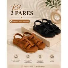 KIT 2 Pares Sandália Papete Plataforma Feminina Adulta Confort Lançamento