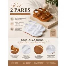 Kit 2 Pares Sandália Papete Feminina Confortável Plataforma Casual Moderna