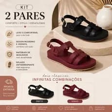Kit 2 Sandálias Femininas Plataforma Leve Estilosa Confortável Premium