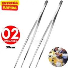 Kit 02 ou 01 Pinça Culinaria 30cm Aço Inox Profissional Restaurante Barman Bartender Bares