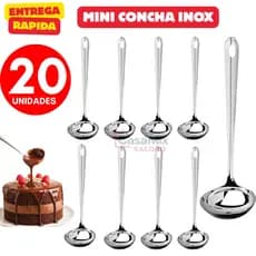 Kit 20 Mini Concha Para Servir Molhos Caldos Caldas Farofa Vinagrete Utensilio Aço Inoxidavel