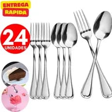 Jogo de Talher Sobremesa Aço Inox de Alta Qualidade Profissional Restaurante Lanchonete Buffet