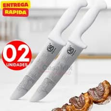 Conjunto 2 Faca Profissional Afiada Açougueiro Churrascaria 8 Polegadas Aço Inox Resistente