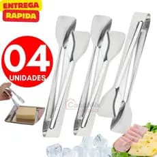 Kit 04 Pegador De Frios Aço Inox Frios Doce Gelo Pinça Para Casa Cozinha Buffet Restaurante