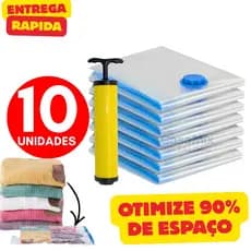 Kit 10 Saco a Vácuo Organizador de Roupas  Mala de Viagem Guarda Roupa 4 Tamanhos + Bomba