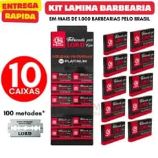 Kit 10 Caixas Lamina Para Barbear Lord Platinum Egito Cortada 50 Laminas Profissional