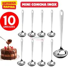 Kit 10 Mini Concha Para Servir Molhos Caldos Caldas Farofa Vinagrete Utensilio Aço Inoxidavel