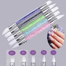1Kit 5 Pincéis Silicone Decoração Unhas 3D Profissional Nail Art