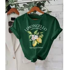Blusinha Feminina Camiseta Feminina Estampada Limon de Desenho de Frutas Confortável T-shirt Estilo Gringa Linda Leve