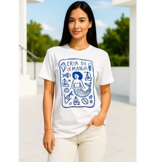 Camiseta Lançamento Iemanjá Ana Paula BBB/ Umbanda/Candomblé Unisex Slim / 100%Algodão Estampada Estilo E Conforto