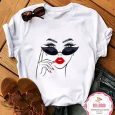 Camiseta Linda Feminina Personalizada Baby Look Estampada Estilo Gringa 100% Algodão