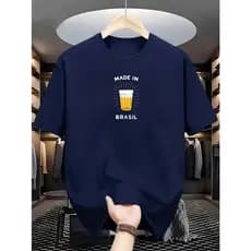 Camiseta Estampado Made in Brasil Cerveja 100% algodao 30.1 fio penteado Camisa Masculina Estampada