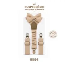 Kit Suspensório Infantil Baby + Gravata Borboleta Regulável Tecido Macio RN até 2 Anos Premium