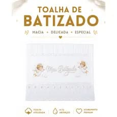 Toalha de Batizado Premium Aveludada Macia Alta Absorção Meu Batizado Bebê Menino Menina