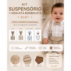 Suspensório para Bebê com Gravata Borboleta Baby Regulável Festa Batizado Aniversário