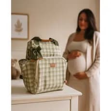 Mochila Multifuncional Maternidade Premium Linho Italiano, térmica, divisórias internas
