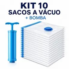 Kit 10 Saco de Vácuo com Bomba – Armazenamento de Roupas, À Prova de Poeira e Economizador de Espaço