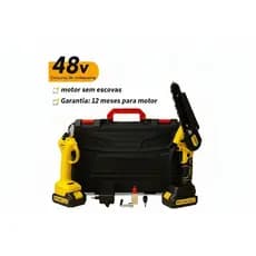 Kit Profissional 48V: Motosserra + Tesoura de Poda com 2 Baterias e Maleta Rígida