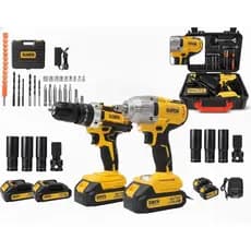 NOVO COMBO KIT PARAFUSADEIRA E CHAVE DE IMPACTO 88V DEWEN COM DUAS BATERIAS