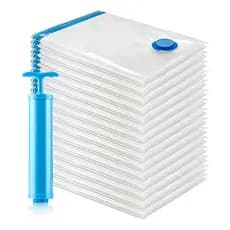 Kit 10 Saco A Vácuo Com Bomba 50x60cm Organização Otimização De Espaço Mala Guarda Roupas