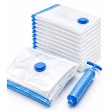 Kit 10 Saco de Vácuo + Bomba – Armazenamento de Roupas, À Prova de Poeira e Economizador de Espaço