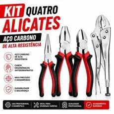 Kit de Alicates Profissional 4 Peças em Aço Carbono Alta Resistência