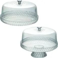 Boleira com Tampa Acrílico Incolor Glamour Luxo Luxuosa Resistente Porta Bolo com e sem Pé Plasútil