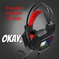 Fone De Ouvido Gamer Led RGB com microfone USB para PC Computador Videogame