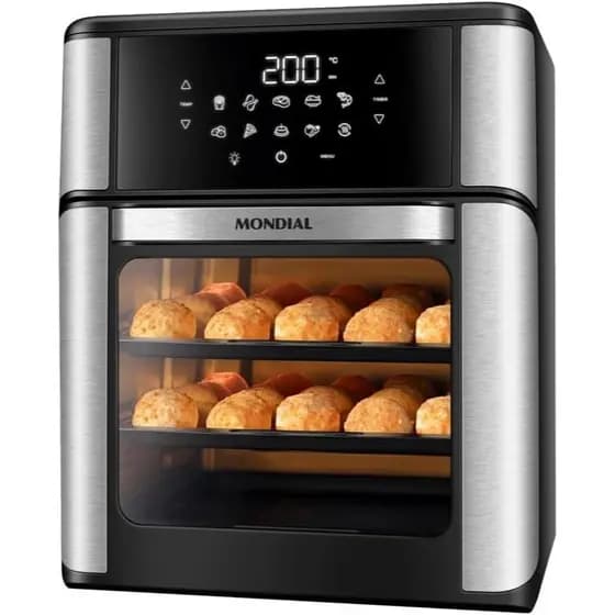 MONDIAL Fritadeira Air Fryer Forno Oven 12L, Preto/Inox, 2000W, 220V - AFON-12L-BI