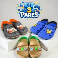 Kit 3 Pares Babuche Infantil Menino Leve e Macio