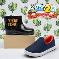 Kit 2 Pares Galocha e Calce Fácil Infantil Menino Leve e Confórtavel