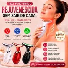 Massageador Facial EMS LED Bivolt Anti Rugas Flacidez Redutor Papada Rejuvenescimento Facial