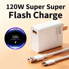 Turbo Carregador 120W Turbo Power + Cabo 6A USB Tipo-C Carregamento Rápido e Eficiente para Dispositivos Diários
