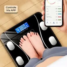 Balança Bioimpedancia Digital,com aplicativo, Bluetooth, Corporal e análise de umidade humana até 180kg,