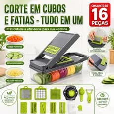 Cortador de Legumes e Verduras Multifuncional 16 em 1 - Ralador Fatiador Picador de Cebola Batata