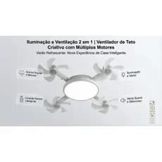 Lâmpada Ventilador de Teto Bivolt com Controle Estilo Drone Moderno e Silencioso - Envio Imediato