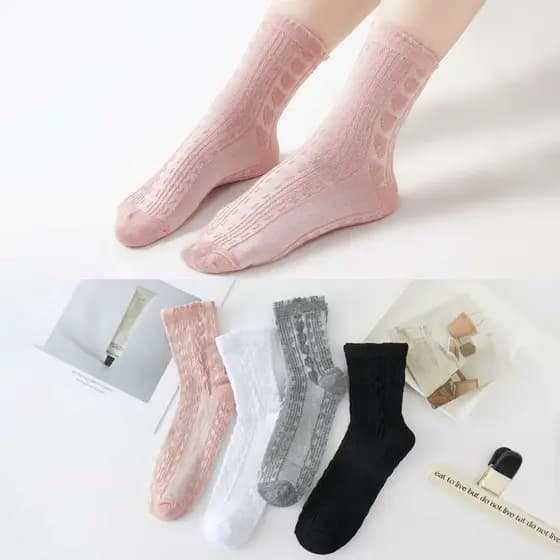 KITS DE MEIAS COM 3-6 E 12 PARES CANO LONGO FEMININA CORAÇÃO 35-40