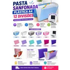 Pasta Sanfonada Plástica  A4 12 Divisões - ACP/DAC