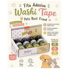 Washi Tape Fita Adesiva  Pets Best Friend com 24, 48 ou 72 unidades 15mmx3m BRW