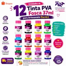 12 Unidades Tinta PVA Fosca para Artesanato 37ml  / DacArt