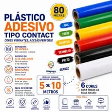 Plástico Adesivo 5 ou 10 Metros Brilhante 80 Micras - BRW Alta Qualidade À Prova D'água
