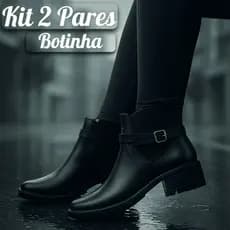 Kit 2 Pares Bota Feminina Cano Curto Impermeável Confortável Para Chuva e Frio