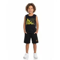 Conjunto infantil menino regata + bermuda moletinho verão
