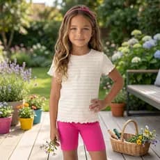Conjunto Infantil Bebê  Menina Blusa/ Bermuda Ciclista Primavera/Verão