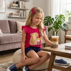 Conjunto infantil menina confortável regata + shorts verão