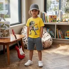 Conjunto infantil menino camiseta + bermuda moletinho verão