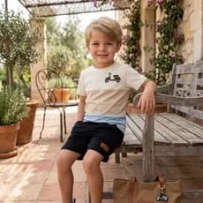 Conjunto infantil menino camiseta + bermuda moletinho verão