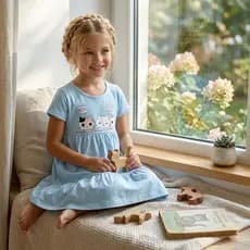 Vestido infantil menina algodão babados e  confortável verão